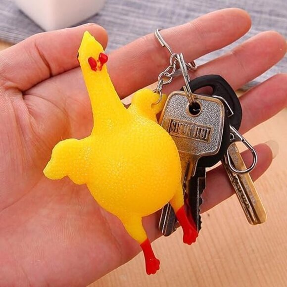 Mini Chicken Keyring Keychain Rubber Squeeze Toy Pendant for Bag Car Party Gift - Picture 3 of 6